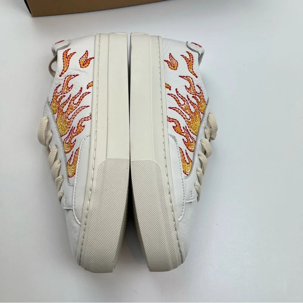 Soludos Hot Stuff Ibiza Platform Sneaker Womens Size 7 White‎ Multi Lace-Up NEW